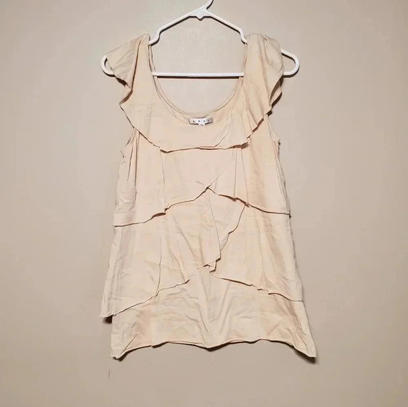 Cabi style #321 women's size small top ruffles tan - Picture 1 of 4